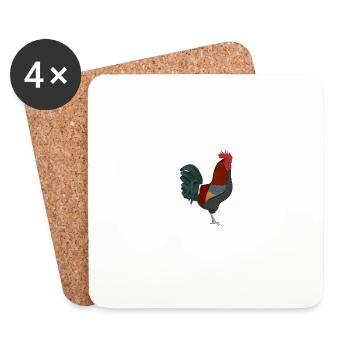 Rooster, rooster, bird, biologist, ornithologist, animal - Coasters (set of 4) - white - Front