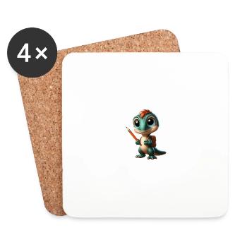 Velociraptor Cartoon 3 - Dessous de verre (lot de 4) - blanc - Devant