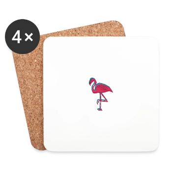 Idée cadeau Flamingo - Dessous de verre (lot de 4) - blanc - Devant