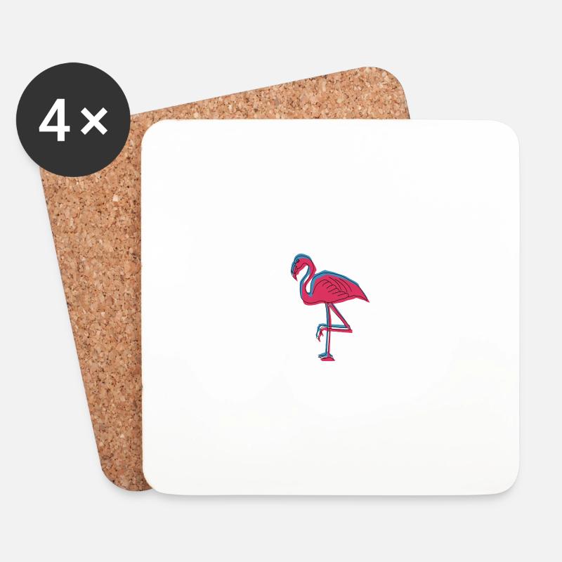 Flamingo Gift Idea - Coasters (set of 4) - white