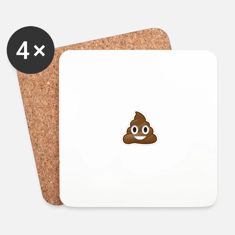 Kackhaufen Emoji - Untersetzer (4er-Set) - Weiß