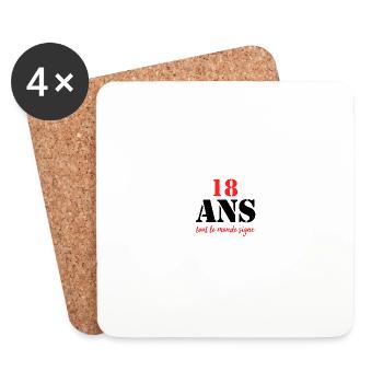 Anniversaire 18 ans tout le monde signe cadeau - Dessous de verre (lot de 4) - blanc - Devant