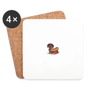 Hot Dog Dog - Untersetzer (4er-Set) - Weiß - Vorne