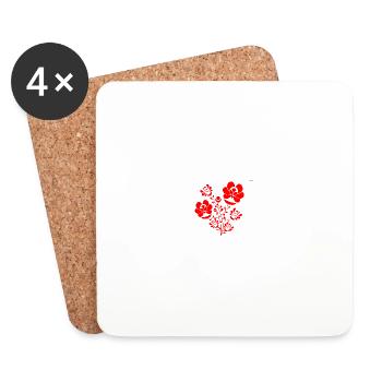 Red folk design #6 - Coasters (set of 4) - white - Front
