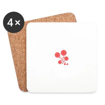Red folk design #2 - Coasters (set of 4) - white - Front