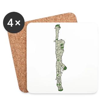 Tall Mummy Cartoon Funny Halloween Pocket Design - Coasters (set of 4) - white - Front