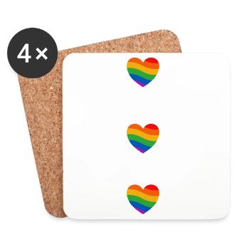 Pride Flag Rainbow Hearts - Coasters (set of 4) - white - Front