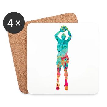 Basketballspieler - PopArt - Untersetzer (4er-Set) - Weiß - Vorne
