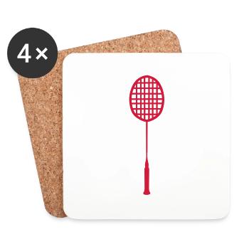 racket badminton racket sport0 - Coasters (set of 4) - white - Front