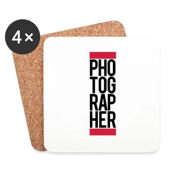 Cool Text Logo Photographer - Untersetzer (4er-Set) - Weiß - Vorne