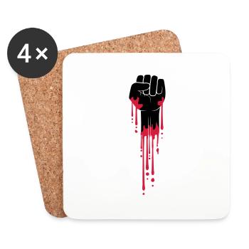 blood fist revolution drops stamp graffiti far - Coasters (set of 4) - white - Front
