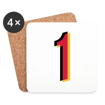 1 Number Germany Jersey Number Black Red Gold - Coasters (set of 4) - white - Front