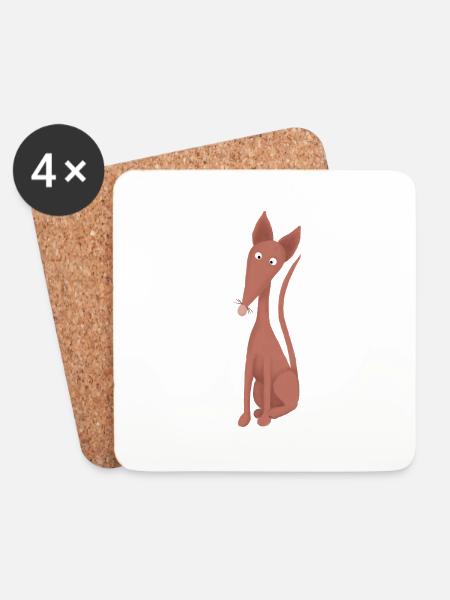 Podenco sitting - Coasters (set of 4) - white