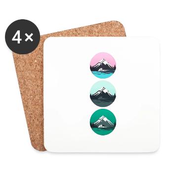 Mountain Landscape Geometric Art - Coasters (set of 4) - white - Front