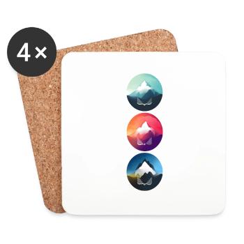 Mountain Landscape Geometric Art - Coasters (set of 4) - white - Front