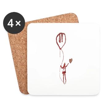 A girl with heart and balloon - Coasters (set of 4) - white - Front