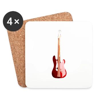 GUITARE BASSE - Dessous de verre (lot de 4) - blanc - Devant
