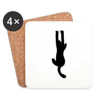 Chat noir suspendu, amoureux des chats - Dessous de verre (lot de 4) - blanc - Devant