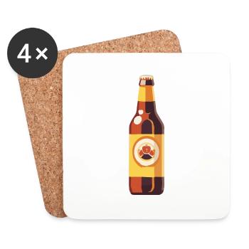 Bouteille de bière Mug Booze Enterrement de vie de garçon 2 - Dessous de verre (lot de 4) - blanc - Devant