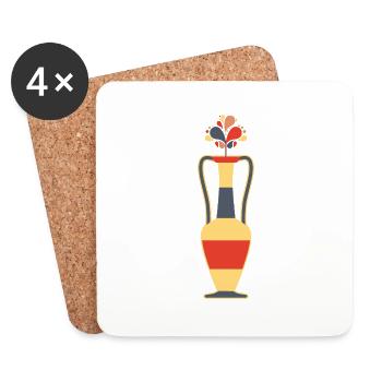 Blumenvase mit abstrakte Blumen, Retro style - Untersetzer (4er-Set) - Weiß - Vorne