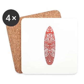 Maori Surf (red version) - Coasters (set of 4) - white - Front