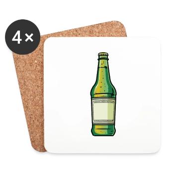 Beer Bottle Beer Drinking Icon - Coasters (set of 4) - white - Front