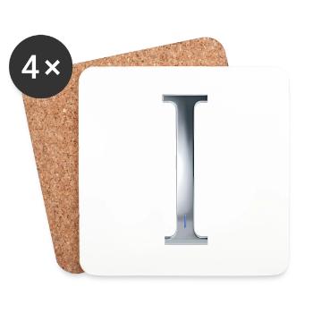 Chrome ,, I " Metallic - Untersetzer (4er-Set) - Weiß - Vorne