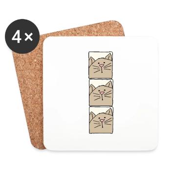Cat Head Triple - Coasters (set of 4) - white - Front