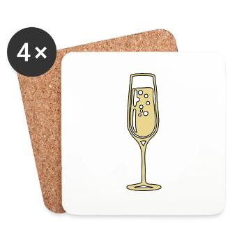 Sekt Outfit Sektglas Cremant Glas Prosecco - Untersetzer (4er-Set) - Weiß - Vorne