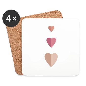 3 Hearts - Coasters (set of 4) - white - Front