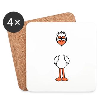 Bird looks funny, annoyed, tired, angry, frustrated - Coasters (set of 4) - white - Front