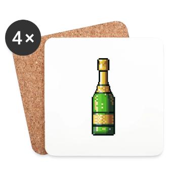 Schampus Flasche Pixel Gamer - Untersetzer (4er-Set) - Weiß - Vorne