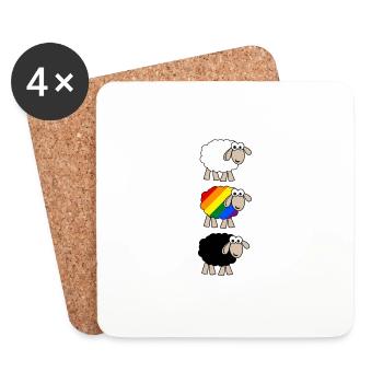 Regenbogen Schaf - Untersetzer (4er-Set) - Weiß - Vorne