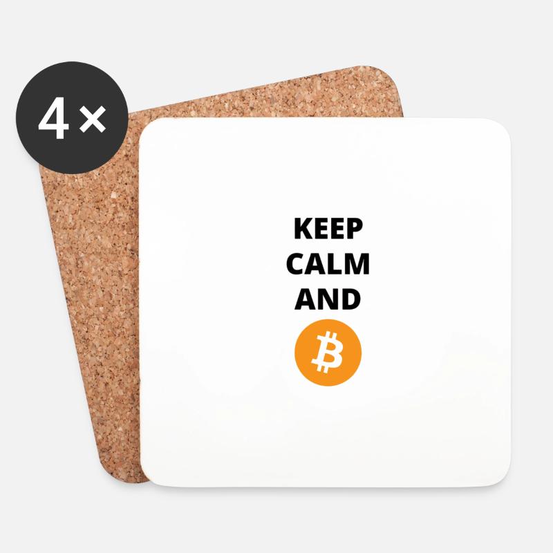 Bewahren Sie Ruhe und Bitcoin - Untersetzer (4er-Set) - Weiß