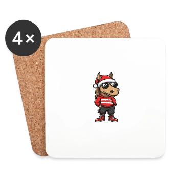 Horse Christmas Cool X-Mas - Coasters (set of 4) - white - Front