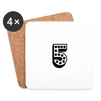 5. 5 ANS. 5e ANNIVERSAIRE. ANNIVERSAIRE 5 ANS. 5. - Dessous de verre (lot de 4) - blanc - Devant