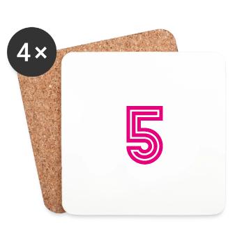 5. 5 ANS. 5e ANNIVERSAIRE. ANNIVERSAIRE 5 ANS. 5. - Dessous de verre (lot de 4) - blanc - Devant