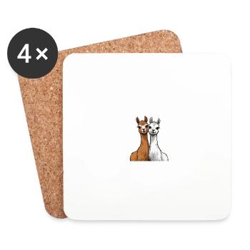 Two cute llamas - Coasters (set of 4) - white - Front