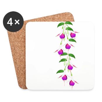 Fuchsia, Blüten - Untersetzer (4er-Set) - Weiß - Vorne