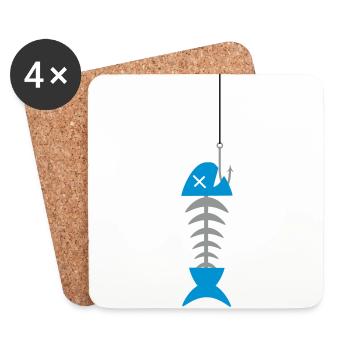 Poissons poissons des pêcheurs de poissons crâne s - Dessous de verre (lot de 4) - blanc - Devant