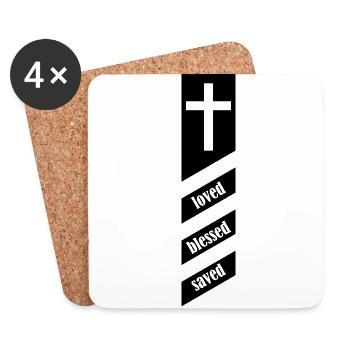 loved blessed saved -black- - Untersetzer (4er-Set) - Weiß - Vorne
