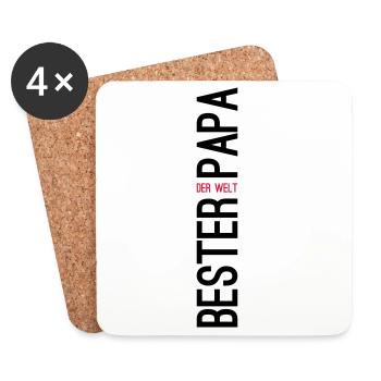 Bester Papa der Welt Geschenk - Untersetzer (4er-Set) - Weiß - Vorne