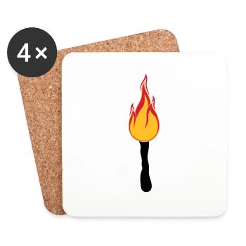 fackel nachtwanderung licht hell feuer flamme heis - Untersetzer (4er-Set) - Weiß - Vorne