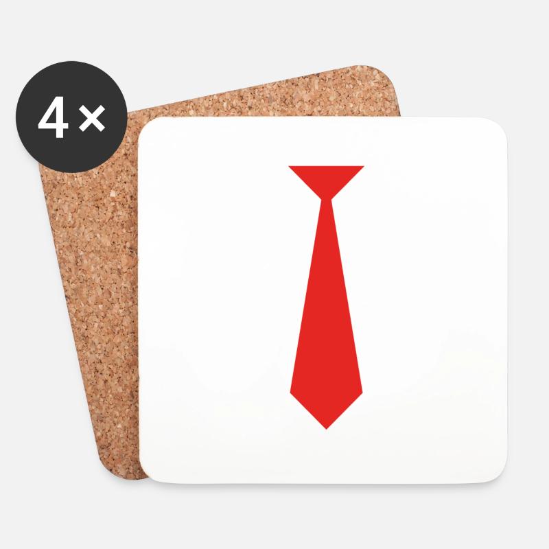 Red tie - Coasters (set of 4) - white