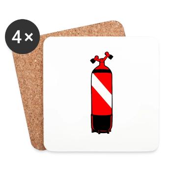 Bouteille de plongée DIN par Scuba.Style - Dessous de verre (lot de 4) - blanc - Devant