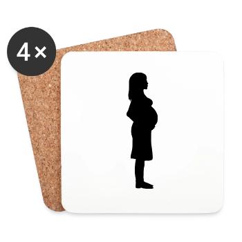 Pregnant woman holds belly - Coasters (set of 4) - white - Front
