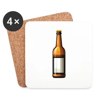 Beer Bottle Beer Drinking Symbol - Coasters (set of 4) - white - Front