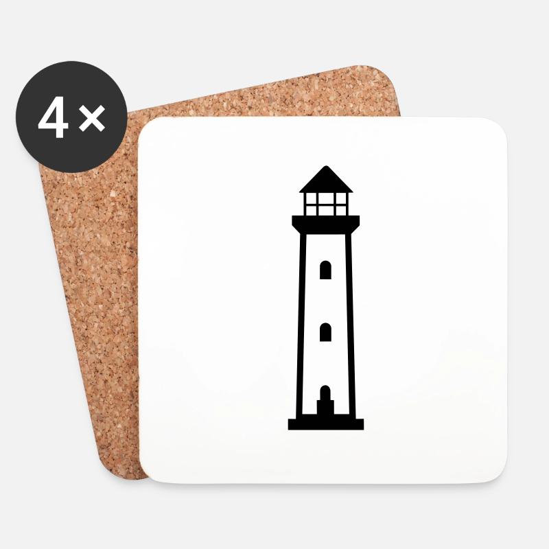 Leuchtturm - Untersetzer (4er-Set) - Weiß