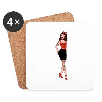 Pinup Rockabilly - Coasters (set of 4) - white - Front