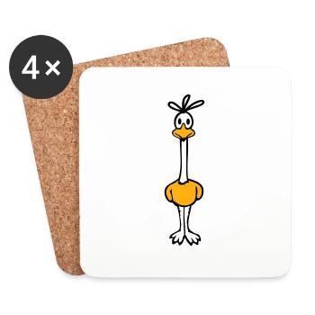 Road Runner Kuckuck Vogel lustig langer Hals steht - Untersetzer (4er-Set) - Weiß - Vorne